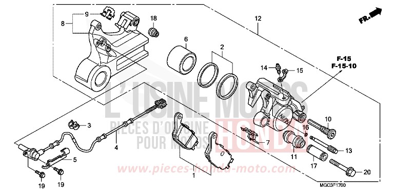 REAR BRAKE CALIPER for CB1100 ABS PEARL MILKEY WHITE (NH162) from 2013